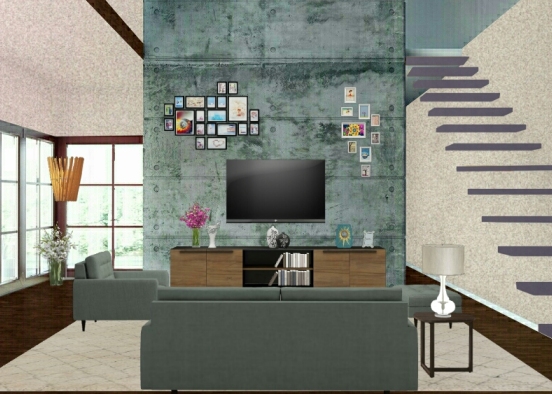 living room house girl Design Rendering