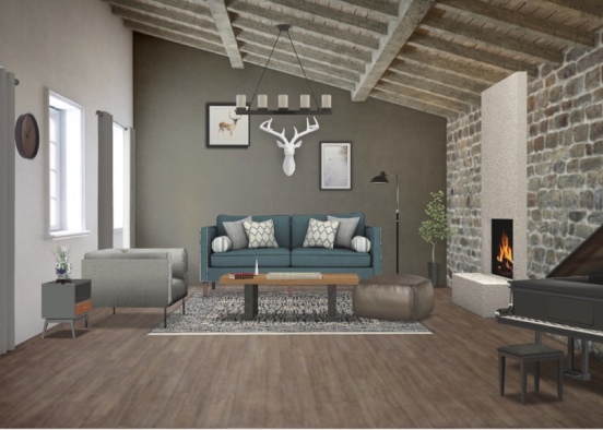 Cabin living room!!  Design Rendering