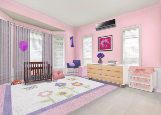 A baby girls room Design Rendering