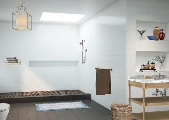 Wood/Neutral Bathroom (other angle) Design Rendering