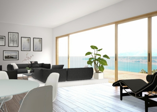 Minimalist Living room, by the sea Design Rendering