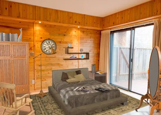 Pine Bedroom Design Rendering