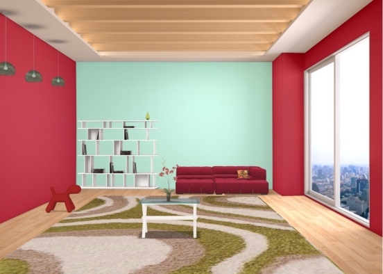 red green living room inspiration  Design Rendering