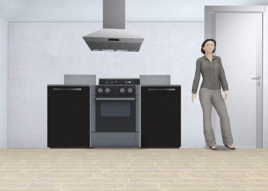 Right wall kitchen 3 with cook Design Rendering
