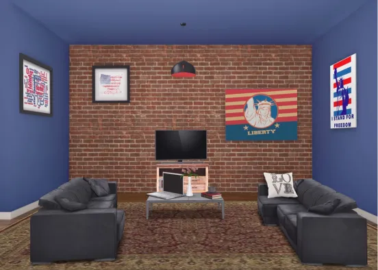 American Living room  Design Rendering