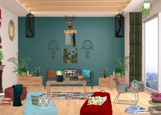 Bobemian living room style.What do you think? Design Rendering
