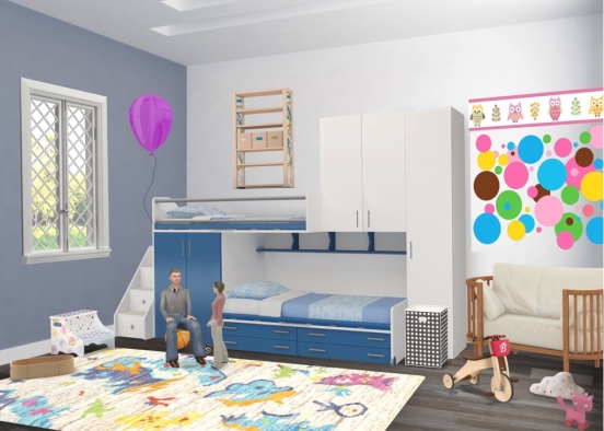 cute kids room ( brother and little annoying sister) Design Rendering