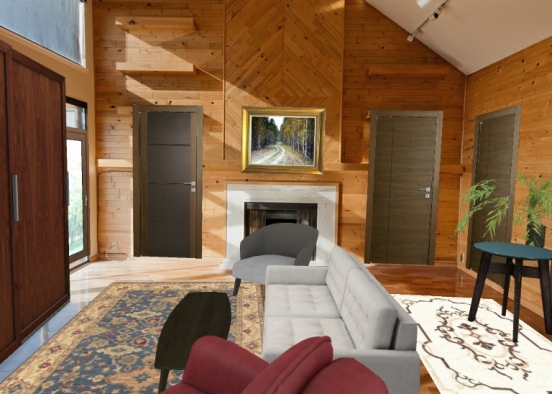 Living room, facing west Design Rendering