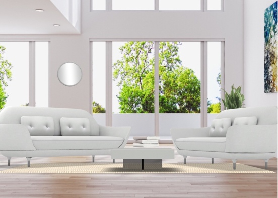 white living room  Design Rendering