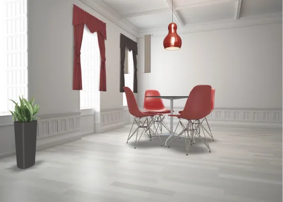 Red Head Dining Room Design Rendering