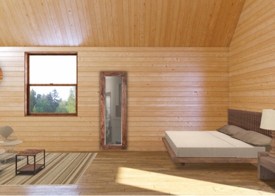wood bedroom Design Rendering