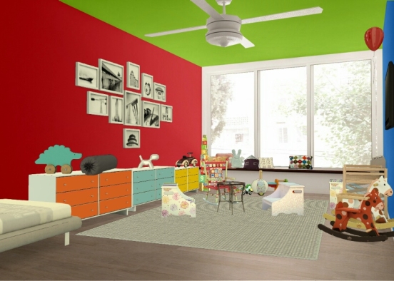 Kids Multi Coloured Room Design Rendering