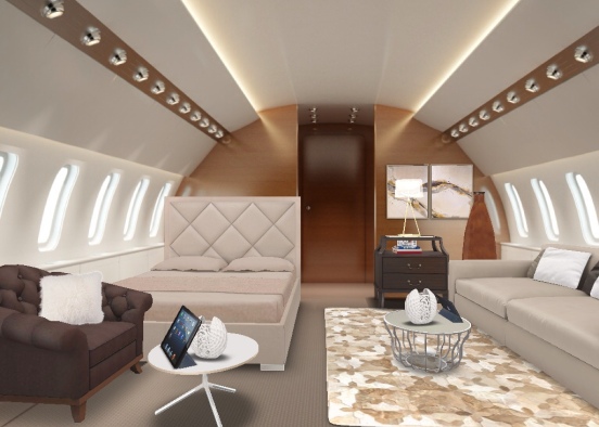 A Luxury bedroom private jet Design Rendering