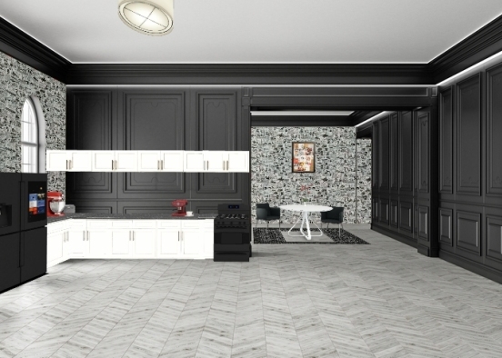 Dark Kitchen  Design Rendering