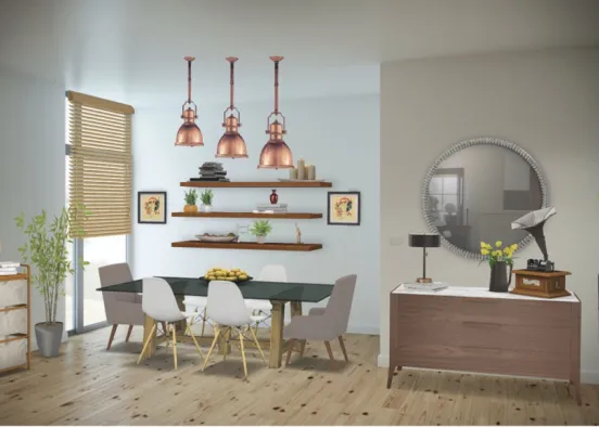 a sunshiny dining room Design Rendering