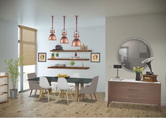 a sunshiny dining room Design Rendering