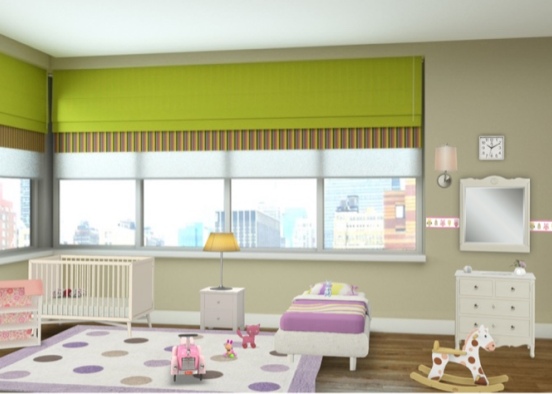 NYC High-rise Girls Room Design Rendering