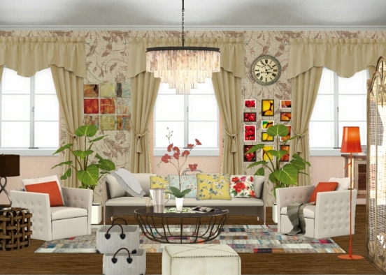 Shabby Living Room Design Rendering