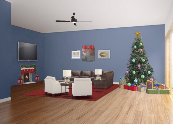 holiday themed family living room Design Rendering