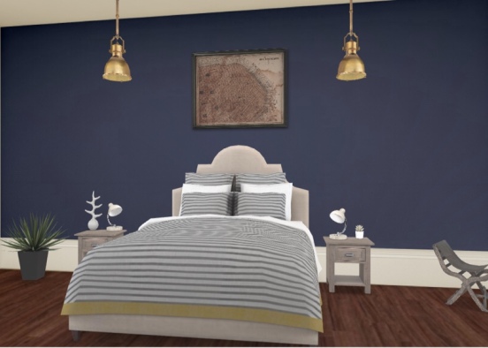 gold bedroom  Design Rendering