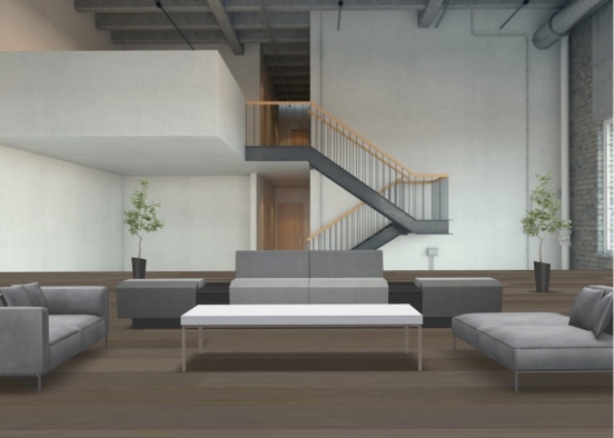 Grey Living Room Design Rendering