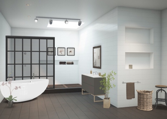 Brown modern bathroom Design Rendering