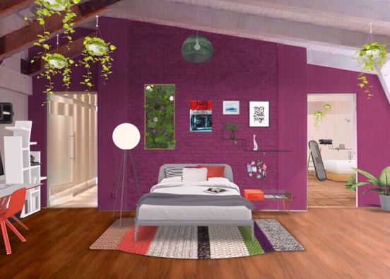 Hippy-modern student room Design Rendering