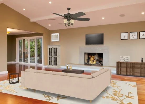 Warm Living Room Design Rendering