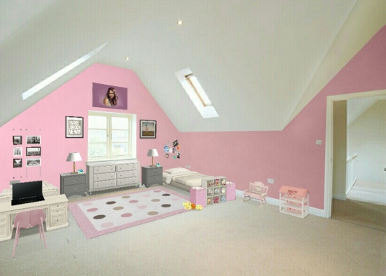 Teen & Little Girl Room Design Rendering