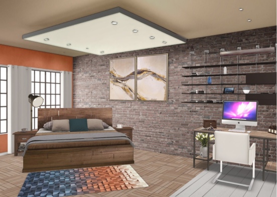 Rustic Modern bedroom Design Rendering