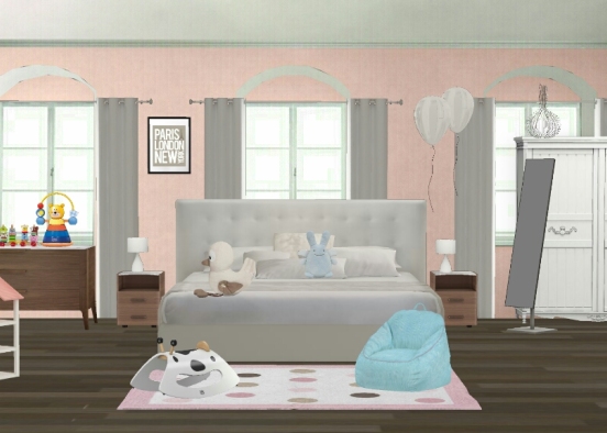 Pink kids roommm Design Rendering