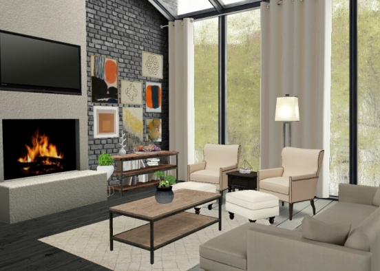 Rustic/modern living room Design Rendering
