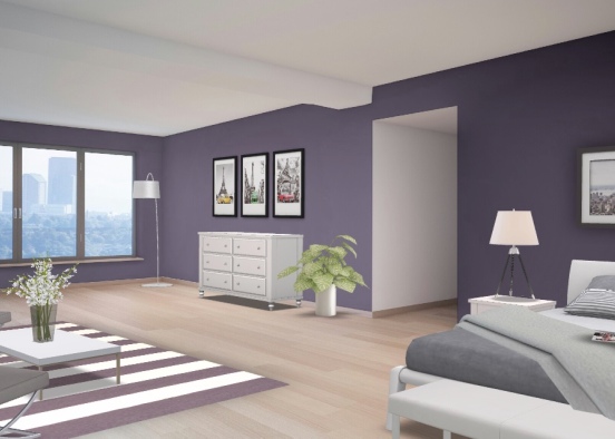 Purple bedroom Design Rendering
