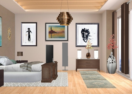 An Artist's Bedroom Design Rendering