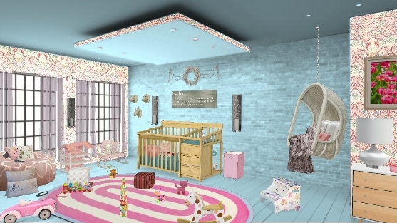 Beautiful Heavenly Baby girl Nursery Design Rendering