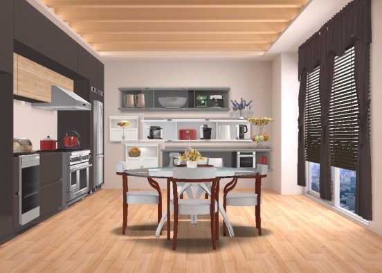 Family kitchen and dining room Design Rendering
