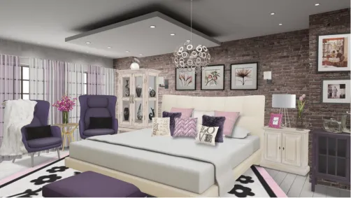 Purple and pink master bedroom!
