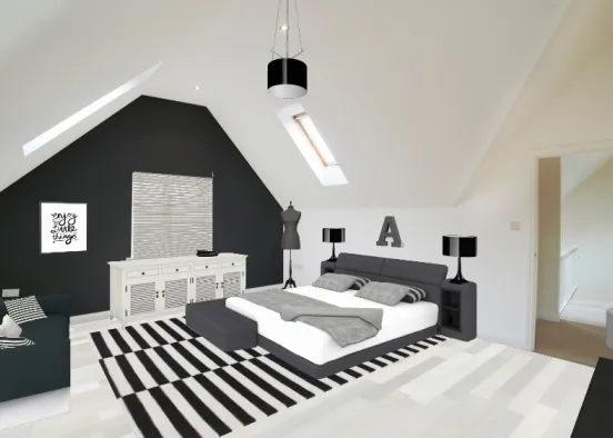 Black Bedroom Design Rendering