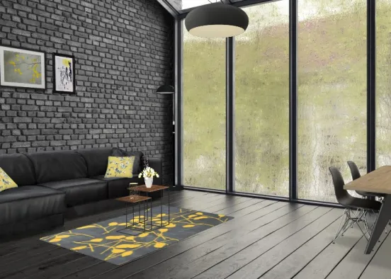 Black and yellow living room 🖤💛 Design Rendering