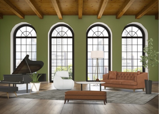 modern olive livingroom Design Rendering