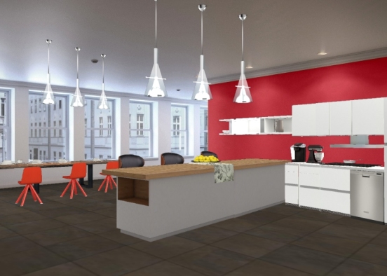 Modern open kitchen and dinning room. Bon appetit! 🥗🍝🥂 Design Rendering