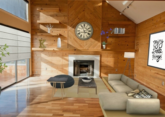 Living and wood  Design Rendering