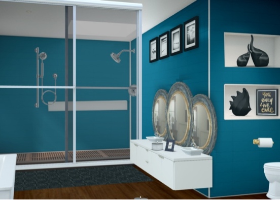 blue bathroom  Design Rendering