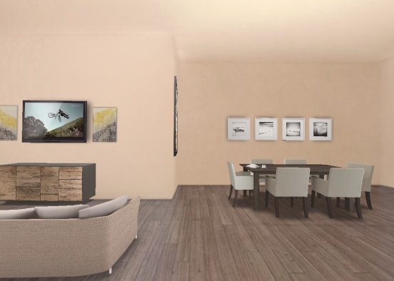 Dining area by the living room Design Rendering