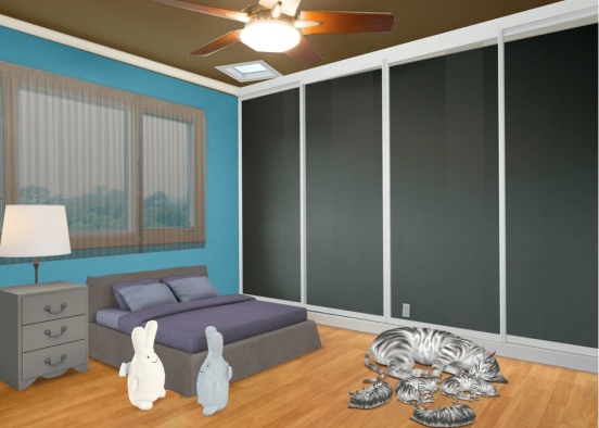 Bedroom with Cat Family Design Rendering