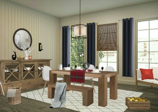 Modern Farmhouse Style Dining Room Design Rendering