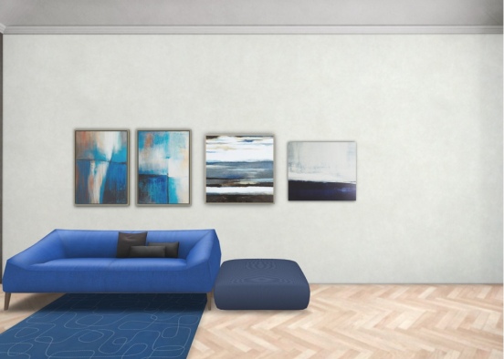 Blue Modern Art  room Design Rendering