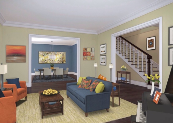 Transitional Livingroom  Design Rendering