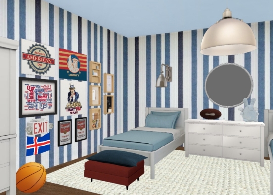 Bedroom for boys Design Rendering