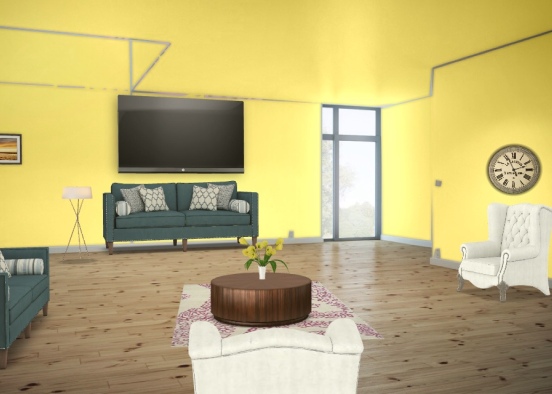 Happy yellow living room! Design Rendering